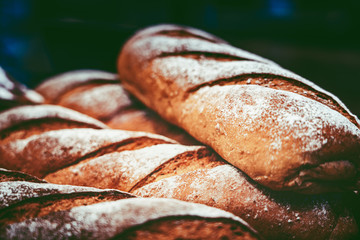 Fresh Artisan Bread in vintage color tone