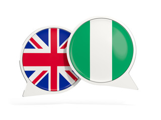 Flags of UK and nigeria inside chat bubbles