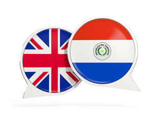 Flags of UK and paraguay inside chat bubbles