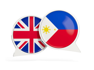Flags of UK and philippines inside chat bubbles