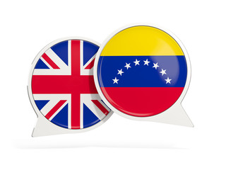 Flags of UK and venezuela inside chat bubbles