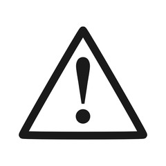 Vector flat simple style illustration of danger sign logo with exclamation point and triangle isolated on white background