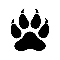 Vector high quality illustration of a predator (tiger, lion, cat)footprint silhouette isolated on white background © lnm