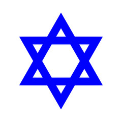 High quality vector illustration of blue jewish star of david isolated on white background - official international version