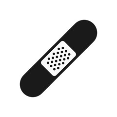 Vector simple flat style illustration of a black band aid icon isolated on white background