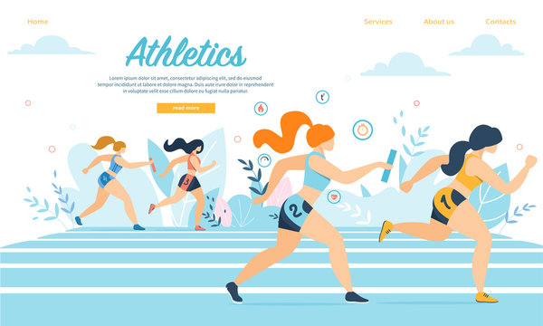 Athletics Sportswomen Take Part in Relay Race Run