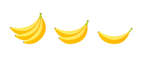 Set of fruits. Summer fruit collection. Fruits banana. Vegetarian and ecology food. Vector illustration.