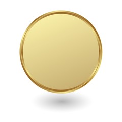 golden plate on white background