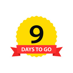 Fototapeta premium Number 9 of days to go. Collection badges sale, landing page, banner.Vector illustration.