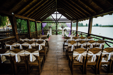 tables and chairs in restaurant
