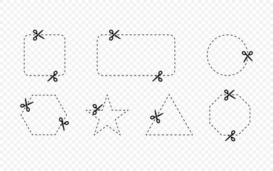 Collection of a Cut Out Coupons Borders isolated on transparent background