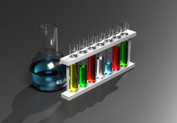 Laboratory beakers.