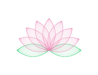 Lotous flower in pink color. Lotos flower in trendy flat design