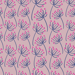 Pink berries seamless pattern. Vector illustration of pink berries on light pink background