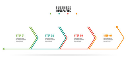 Creative infographic design template with arrows. Business concept with 4 steps, options, arrows. Vector thin line elements for presentation.