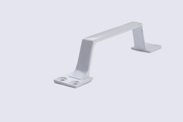 Metal door handle on white background. Utility handle isolated on white background.