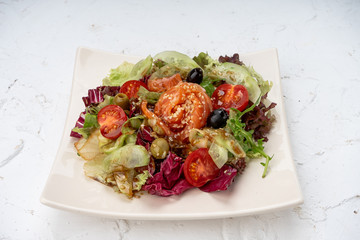 salad with meat and vegetables