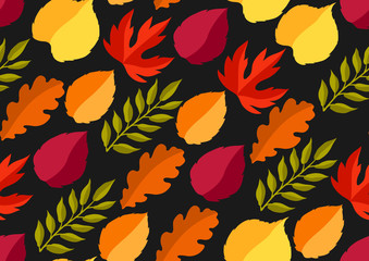 Seamless floral pattern with stylized autumn foliage.