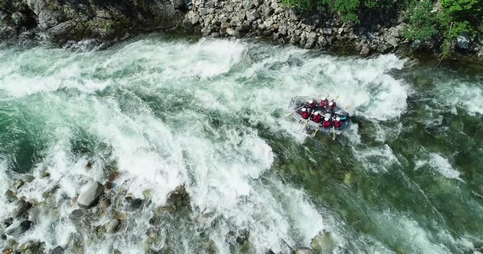 White water rafting on alpine river. Sesia river, Piedmont, Italy.