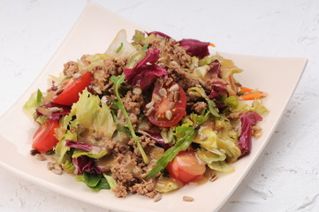 salad with meat and vegetables
