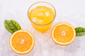 Fresh and delicious oranges and orange juice