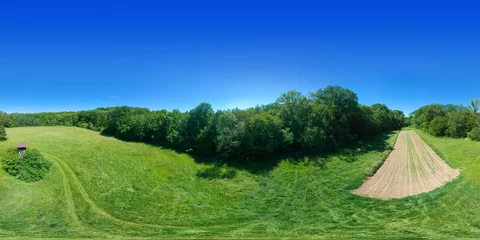 Gartenposter 360 degrees spherical panorama rural meadow south Germany © magann