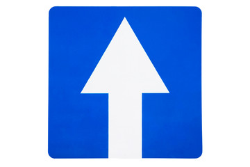 blue road sign - moving forward