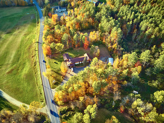 Scenic highway at autumn in New Hampshire, USA