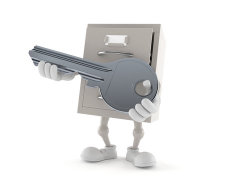 Archive character holding door key