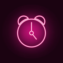 alarm clock neon icon. Elements of web set. Simple icon for websites, web design, mobile app, info graphics