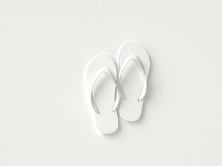 Slippers on gray minimal style background. Travel concept. 3D model render visualization illustration