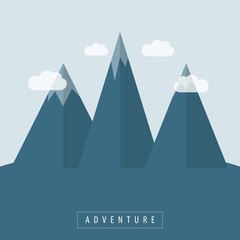 blue snowy mountains outdoor adventure vector illustration EPS10