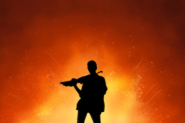 Female soldier with rifle silhouette