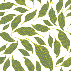 Fototapeta na wymiar Modern abstract floral illustration on light backdrop. Flower seamless pattern. Vector tropical green leave wallpaper
