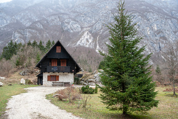 typical alpine dwelling in the Dolomites