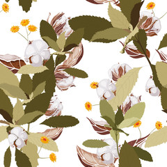 Stylized art background. Vector floral template. Rustic seamless pattern on light background.