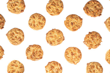 peanut cookie on white background.