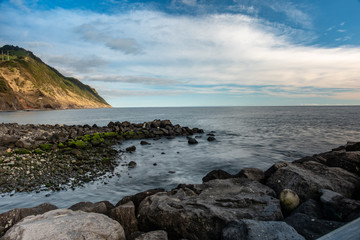 Landscape sunset on coast of the sea
