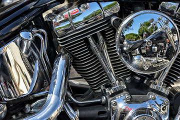 Fototapeta premium Close-up of the motorcycle engine block.