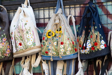Handmade purse with traditional ornament. Ukraine, Kiev.