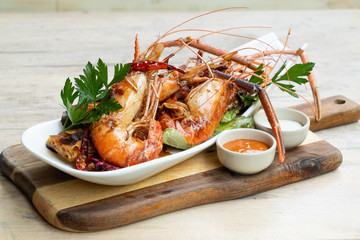 grilled river prawns