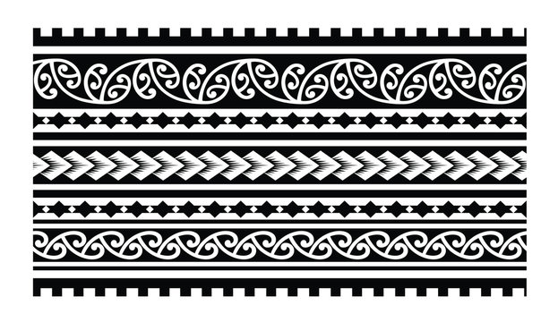 Tattoo tribal Polynesian maori pattern bracelet, polynesian hawaiian ornamental border design seamless vector.