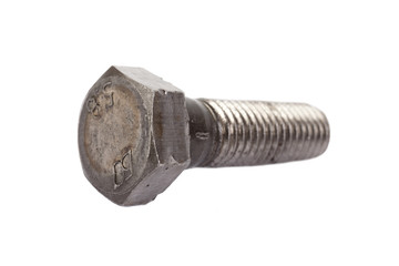 Steel bolt on a white background