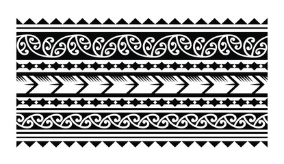 Tattoo tribal maori pattern bracelet, polynesian ornamental  border design seamless vector - obrazy, fototapety, plakaty