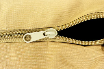 zipper bag color khaki texture.