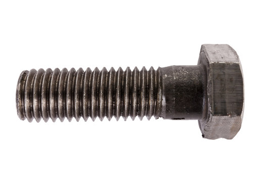 Steel bolt on a white background