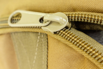 zipper bag color khaki texture.
