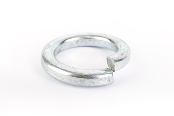 Steel washer on a white background