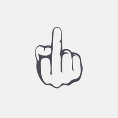 The middle finger hand drawn sign. Vector illustration of fuck you sign.