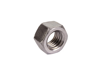 Steel nut on a white background
